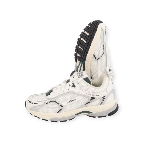 Mercer The Re-Run White Silver in wit groen leer / mesh voor dames. 