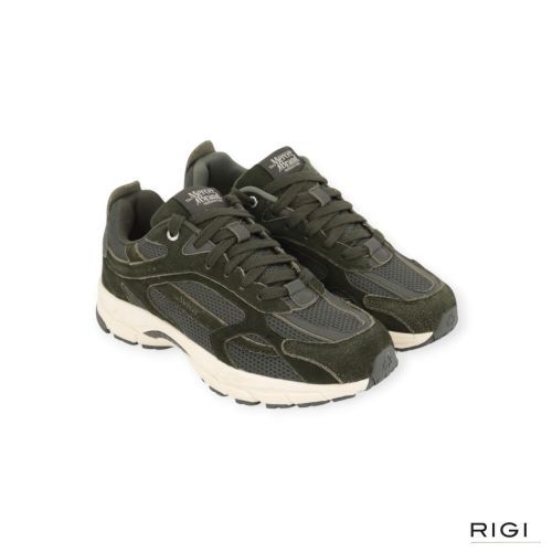 Mercer Re-Run Premium sneaker in groen suède voor heren. Mercer Re-Run Premium sneaker in groen suède voor heren.