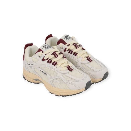 Mercer the re-run vintage dames sneaker in wit met rood.