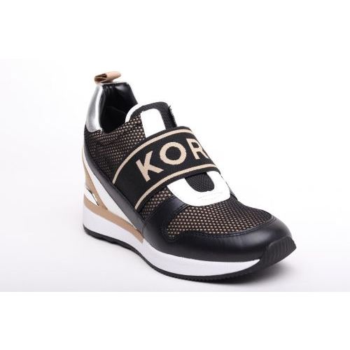Michael Kors dames sneaker camel / zwart kleur sleehak 3cm43R3MVFP2D260 Maven Slip on Trainer sneakers 