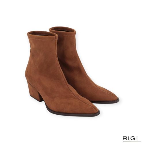 Miss Elastic 75376 dames enkellaars in cognac strech suede leer.