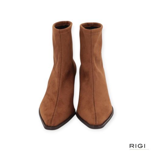 Miss Elastic 75376 dames enkellaars in cognac strech suede leer.