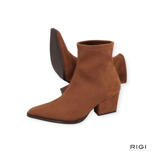 Miss Elastic 75376 dames enkellaars in cognac strech suede leer.