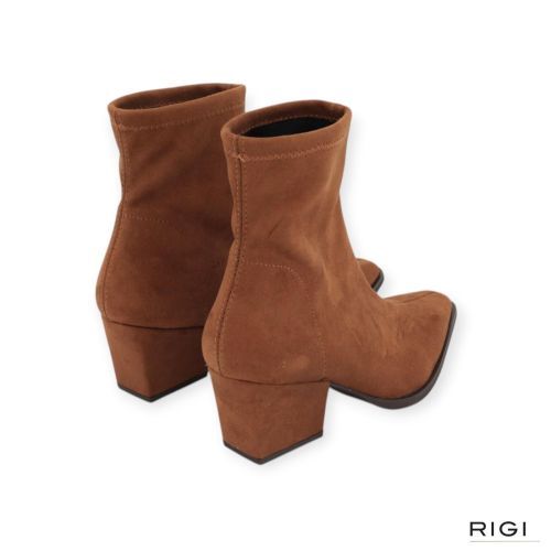 Miss Elastic 75376 dames enkellaars in cognac strech suede leer.