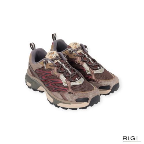 MRP Altitude dames sneaker in bordeaux en multi bruin kleuren suede leer.