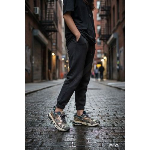 MRP Melrose V.57 sneaker in goud, brons metallic met groen mesh, suède voor dames. 