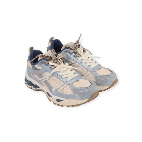 MRP Star Melrose V.1 sneaker in offwit met lichtblauw leer. 