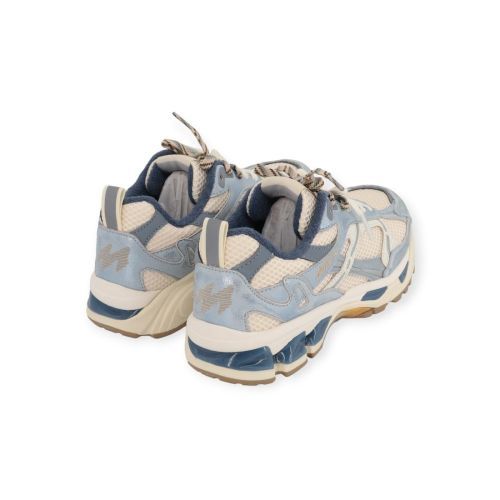MRP Star Melrose V.1 sneaker in offwit met lichtblauw leer. 