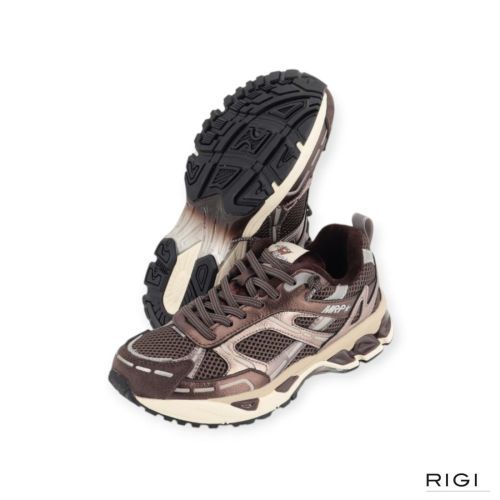 MRP Melrose V.58 sneaker in moka metallic en mesh suède voor dames. MRP Melrose V.58 sneaker in moka metallic en mesh suède voor dames.