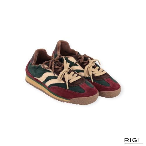 MRP Utah V24 sneaker in bordeaux suède met groen voor dames. MRP Utah V24 sneaker in bordeaux suède met groen voor dames.