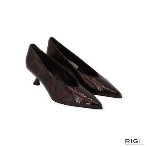 Natan N10055 pump in bruin crocco voor dames. Natan N10055 pump in bruin crocco voor dames.