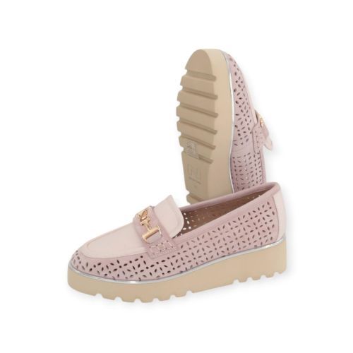 Nathan-Baume Mocassin in roze suede met roze leer voor dames.