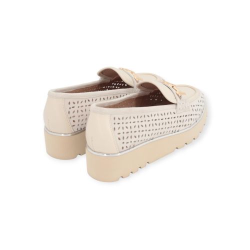 Nathan-Baume Mocassin in off wit met ecru leer voor dames.