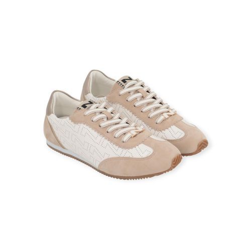 Nathan-Baume dames sneaker in het wit met beige suede. Nathan-Baume dames sneaker in het wit met beige suede.