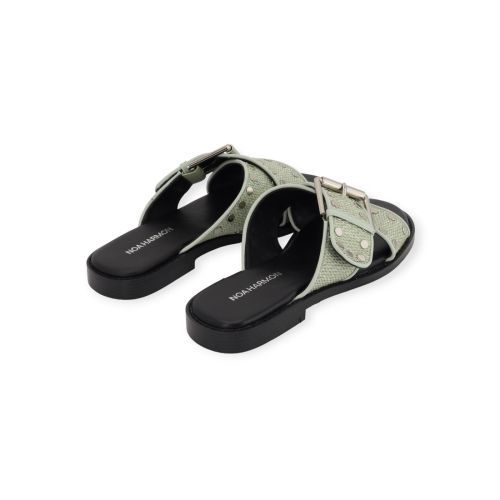 Noa Harmon RIO muil-slipper voor dames in groen raffia leer. 