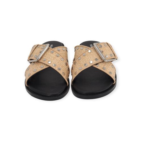 Noa Harmon RIO muil-slipper voor dames in beige raffia leer. 