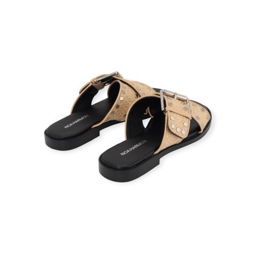 Noa Harmon RIO muil-slipper voor dames in beige raffia leer. 