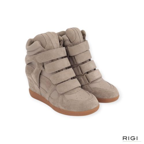 Nokwol Eden enkellaars in taupe leer suède met veylcro voor dames. 