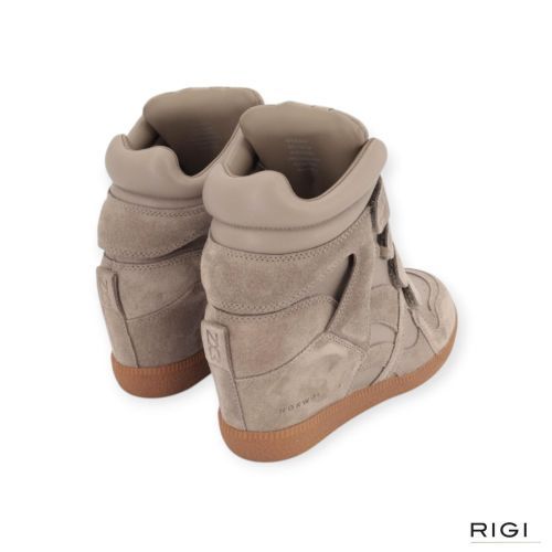 Nokwol Eden enkellaars in taupe leer suède met veylcro voor dames. 