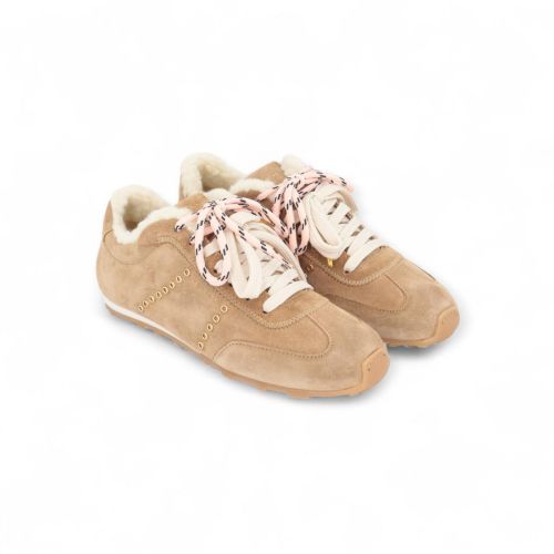 Nubikk Billy Lou Fur dames sneaker zand kleur.