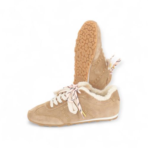 Nubikk Billy Lou Fur dames sneaker zand kleur.