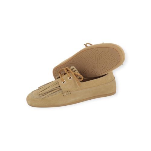 Nubik Joan Macaw dames mocassin (bootschoen) in beige suede leer.