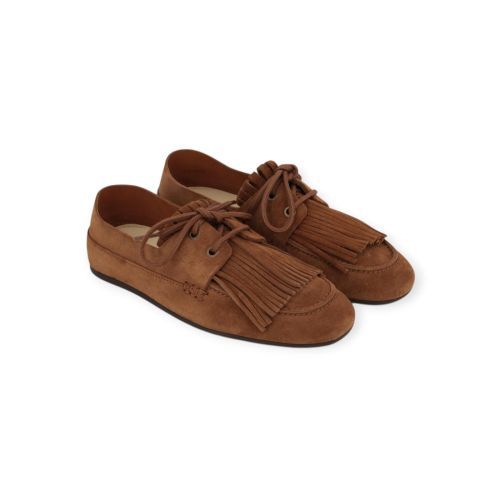Nubik Joan Macaw dames mocassin (bootschoen) in cognac suede leer.