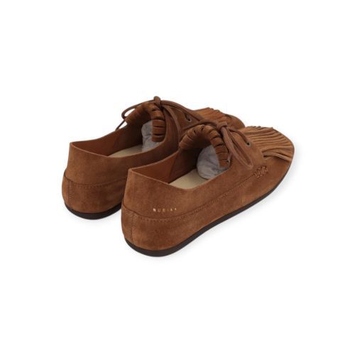 Nubik Joan Macaw dames mocassin (bootschoen) in cognac suede leer.