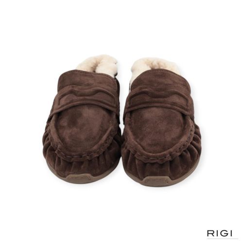 Nubikk Riley Mio Fur mocassin in bruin suède met wol voor dames. 