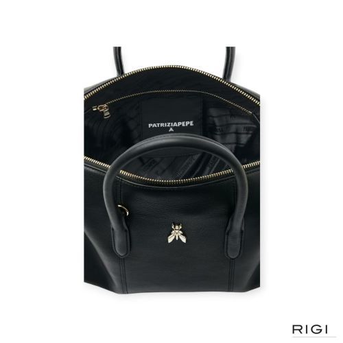 Patrizia Pepe 2B0145/ L162-K103 Borsa Bag handtas in zwart leer voor dames. 