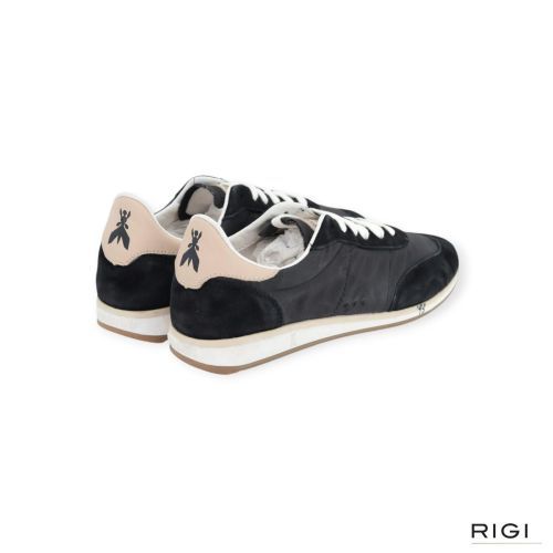 Patrizia Pepe SKIN F1BM in zwart leer met nylon voor dames. Patrizia Pepe SKIN F1BM in zwart leer met nylon voor dames.