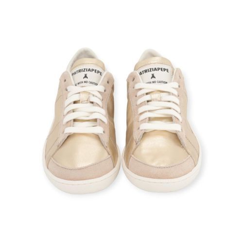 Patrizia Pepe Skin dames sneaker in goud shinning leer. Patrizia Pepe Skin dames sneaker in goud shinning leer.