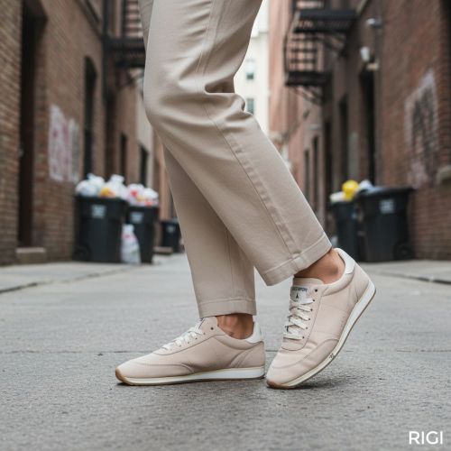 Patrizia Pepe Running Skin sneaker 93 voor dames in zacht roze / zand suède.