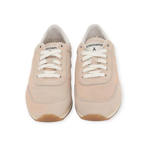 Patrizia Pepe Running Skin sneaker 93 voor dames in zacht roze / zand suède.