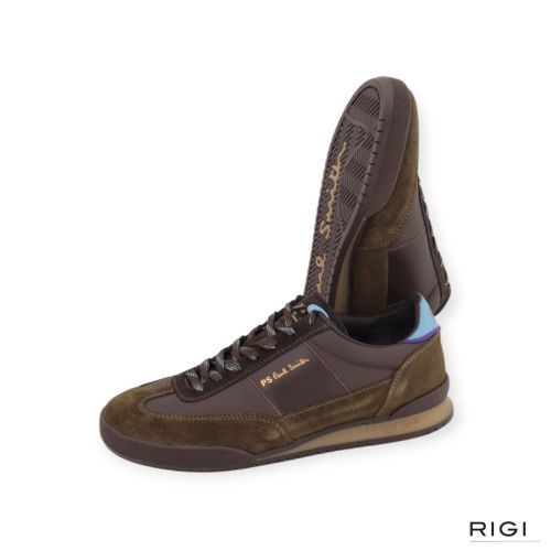 PS Paul Smith M2S-DVR81-TLEA Dover sneaker in kaki, bruin suède nylon voor heren. PS Paul Smith M2S-DVR81-TLEA Dover sneaker in kaki, bruin suède nylon voor heren.