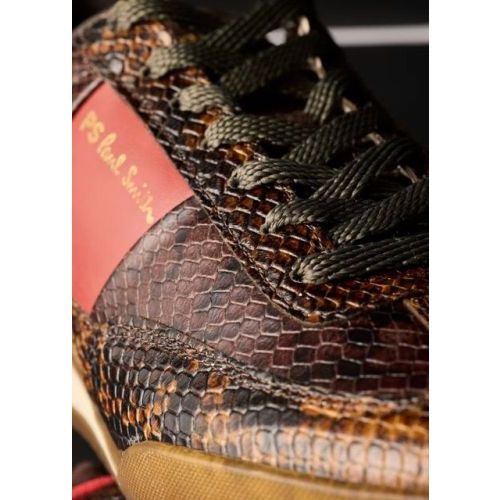 PS Paul Smith W1S-DVR28-WLEA sneaker in bruin python, snake leer voor dames. PS Paul Smith W1S-DVR28-WLEA sneaker in bruin python, snake leer voor dames.