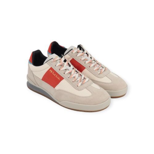 Paul Smith Dover M2S heren sneaker in wit met rood leer. Paul Smith Dover M2S heren sneaker in wit met rood leer.