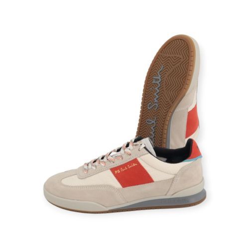 Paul Smith Dover M2S heren sneaker in wit met rood leer. Paul Smith Dover M2S heren sneaker in wit met rood leer.