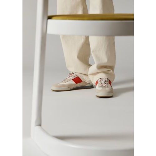 Paul Smith Dover M2S heren sneaker in wit met rood leer. Paul Smith Dover M2S heren sneaker in wit met rood leer.