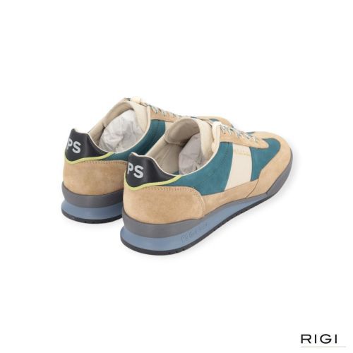 PS Paul Smith Dover sneaker in zand suède, blauw nubuck met offwit leer voor heren. PS Paul Smith Dover sneaker in zand suède, blauw nubuck met offwit leer voor heren.