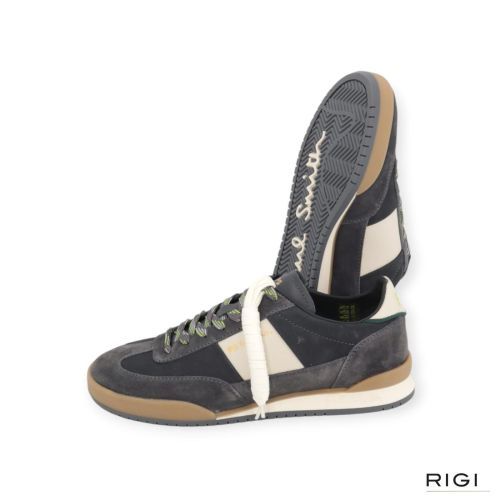 PS Paul Smith Dover sneaker in grijs nubuck, suède met offwit leer voor heren. PS Paul Smith Dover sneaker in grijs nubuck, suède met offwit leer voor heren.
