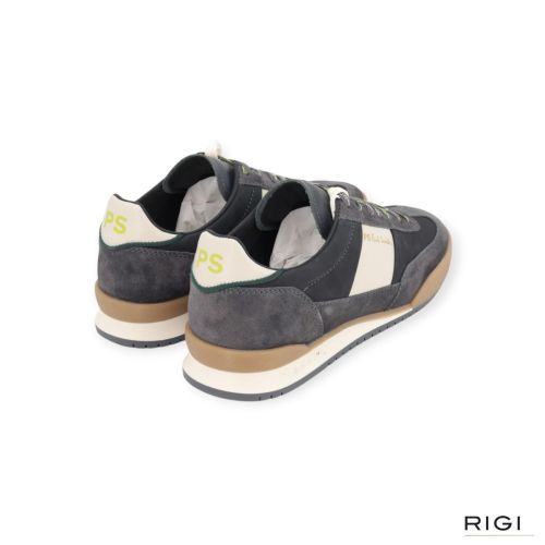PS Paul Smith Dover sneaker in grijs nubuck, suède met offwit leer voor heren. PS Paul Smith Dover sneaker in grijs nubuck, suède met offwit leer voor heren.