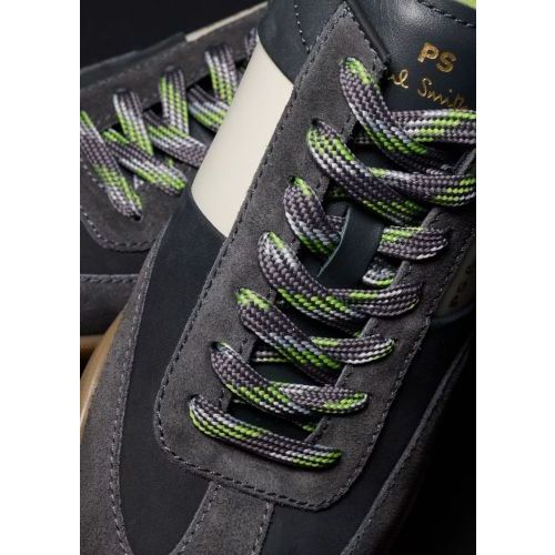 PS Paul Smith Dover sneaker in grijs nubuck, suède met offwit leer voor heren. PS Paul Smith Dover sneaker in grijs nubuck, suède met offwit leer voor heren.