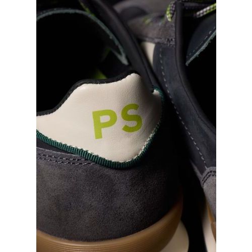 PS Paul Smith Dover sneaker in grijs nubuck, suède met offwit leer voor heren. PS Paul Smith Dover sneaker in grijs nubuck, suède met offwit leer voor heren.