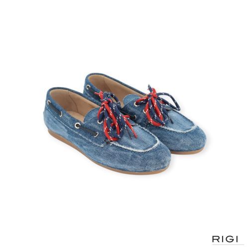 Pavement Marin mocassin boatloafer in jeans denim voor dames. Pavement Marin mocassin boatloafer in jeans denim voor dames.