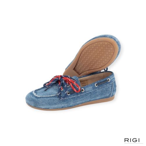 Pavement Marin mocassin boatloafer in jeans denim voor dames. Pavement Marin mocassin boatloafer in jeans denim voor dames.