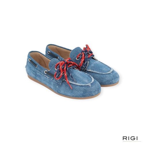 Pavement Marin mocassin boatloafer in jeans denim voor dames. 