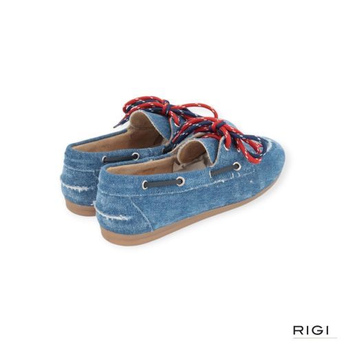 Pavement Marin mocassin boatloafer in jeans denim voor dames. 