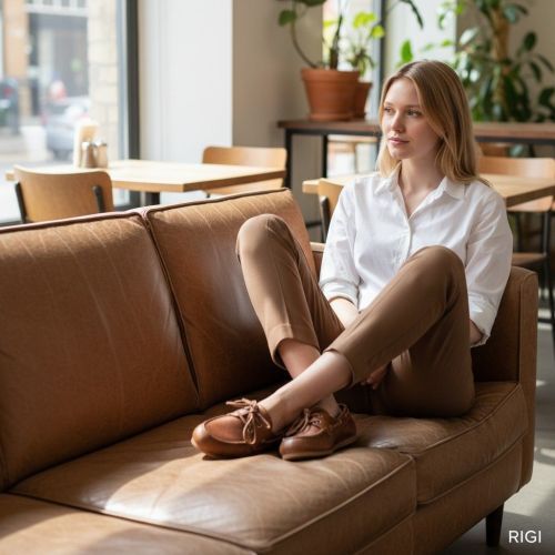 Pavement Marin mocassin, bootschoen in bruin leer voor dames. 