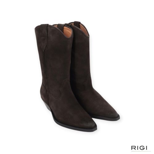 Pavement Nikki dames enkellaars in bruin suede leer.